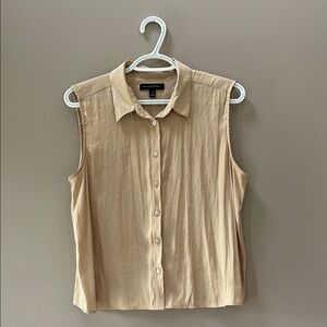 Banana Republic Tan Fitted Button Down Shirt with Notched Collar